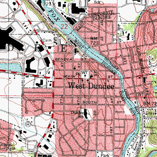 Topographic Map of West Dundee, IL