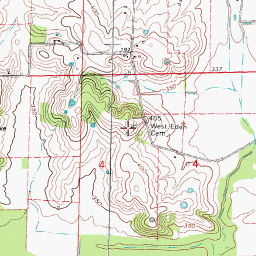Topographic Map of West Eden Cemetery, IL