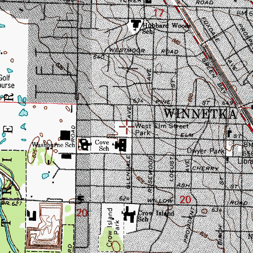 Topographic Map of West Elm Street Park, IL