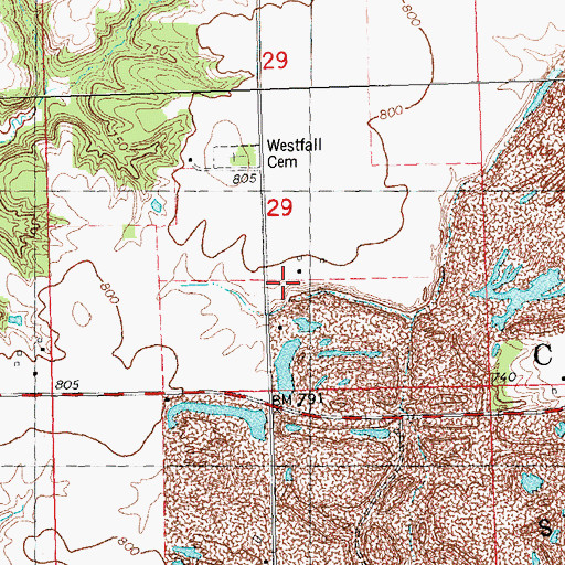 Topographic Map of West Falls School (historical), IL