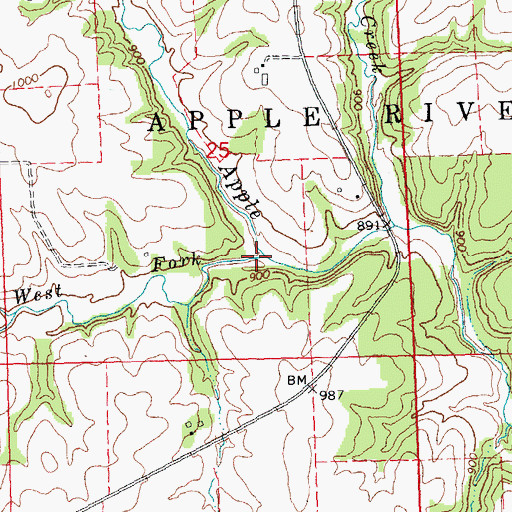 Topographic Map of West Fork Apple River, IL