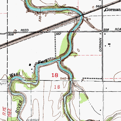 Topographic Map of West Fork Mazon River, IL