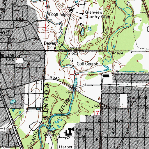 Topographic Map of West Fork North Branch Chicago River, IL