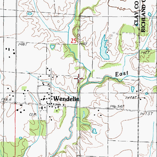 Topographic Map of West Fork Wetweather Creek, IL