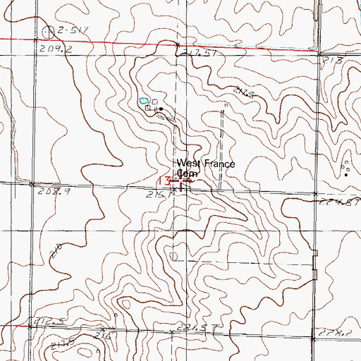 Topographic Map of West France Cemetery, IL