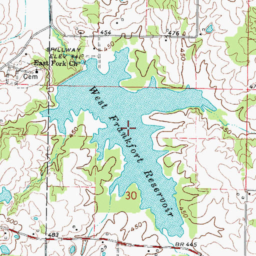 Topographic Map of West Frankfort Reservoir, IL