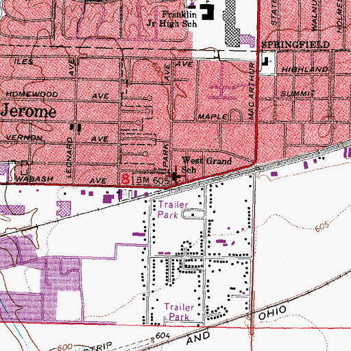 Topographic Map of West Grand School, IL