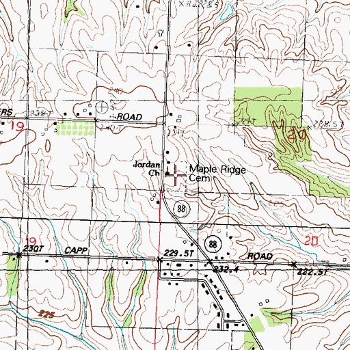 Topographic Map of Jordan Church, IL