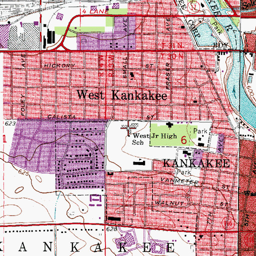 Topographic Map of John Kennedy Middle Grade School, IL