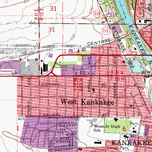 Topographic Map of West Kankakee, IL