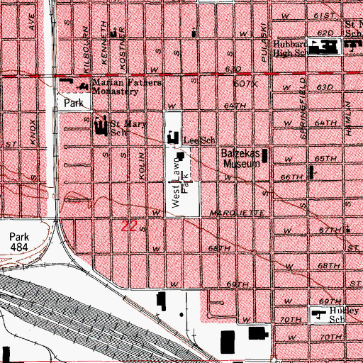 Topographic Map of West Lawn Park, IL