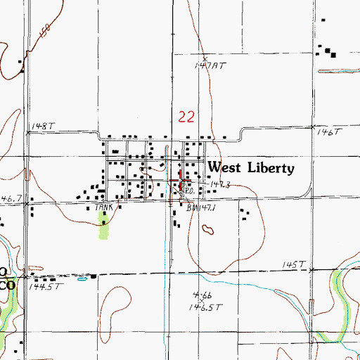 Topographic Map of West Liberty, IL