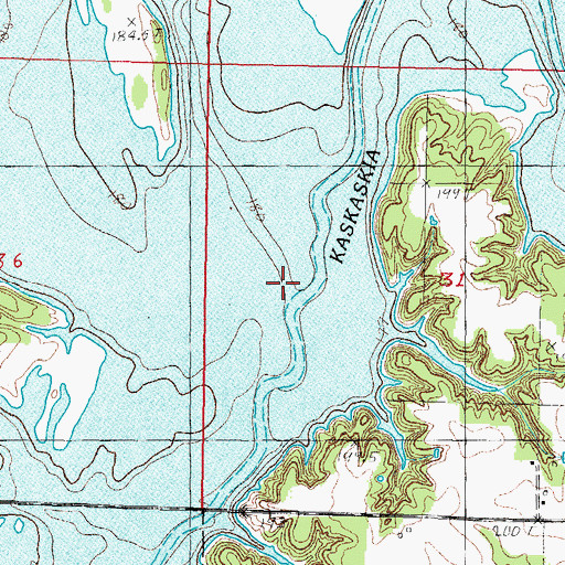 Topographic Map of West Okaw River, IL