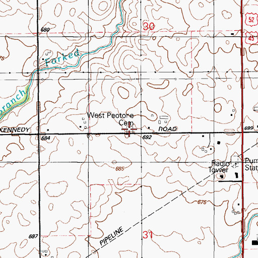 Topographic Map of West Peotone Presbyterian Cemetery, IL