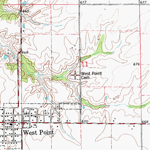 Topographic Map of West Point Cemetery, IL