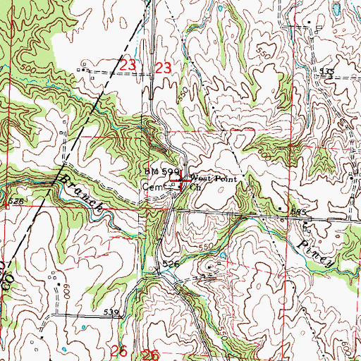 Topographic Map of West Point Church, IL