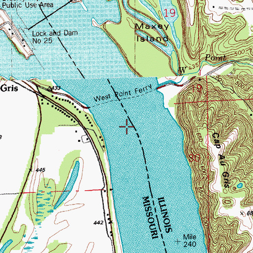 Topographic Map of West Point Ferry, IL