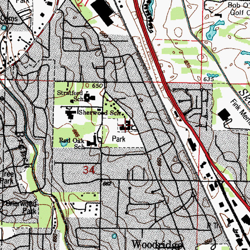 Topographic Map of West Ridge School, IL