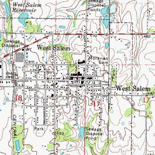 Topographic Map of West Salem, IL