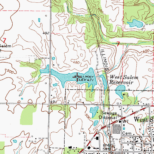 Topographic Map of West Salem Reservoir, IL