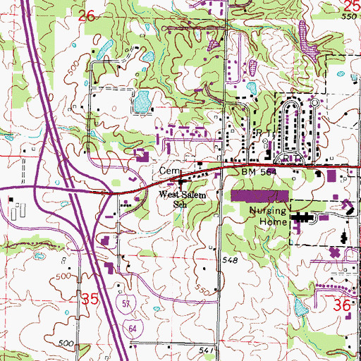Topographic Map of West Salem School, IL
