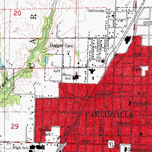 Topographic Map of West Elementary School, IL