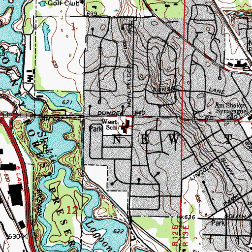 Topographic Map of West School, IL