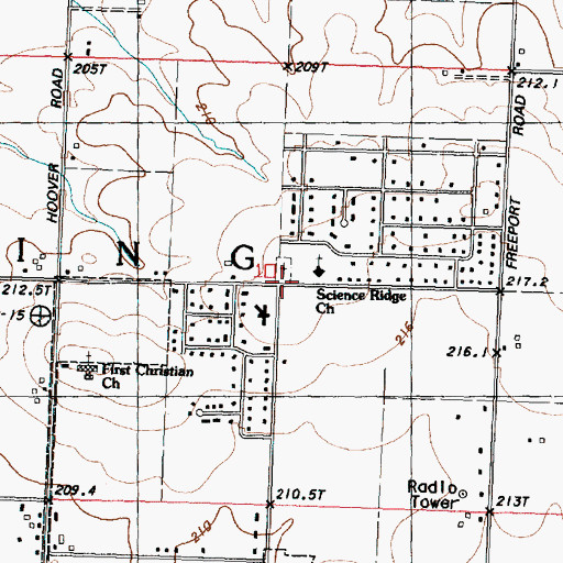 Topographic Map of Science Ridge Mennonite Church, IL