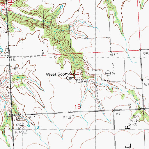 Topographic Map of Scottville West Cemetery, IL