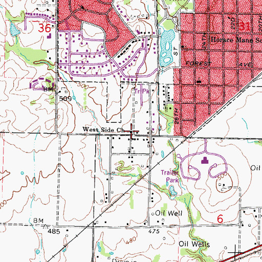 Topographic Map of West Side Baptist Church, IL