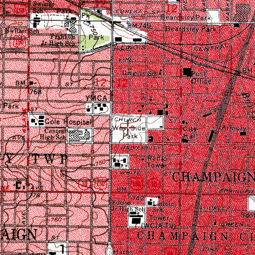 Topographic Map of West Side Park, IL