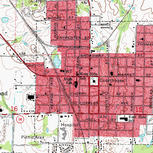 Topographic Map of West Side Elementary School, IL