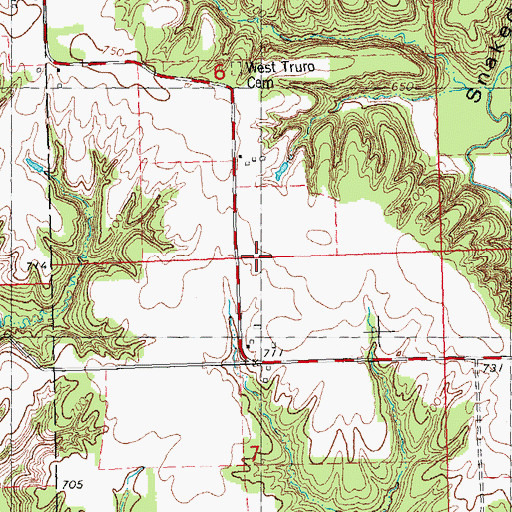 Topographic Map of West Truro School (historical), IL