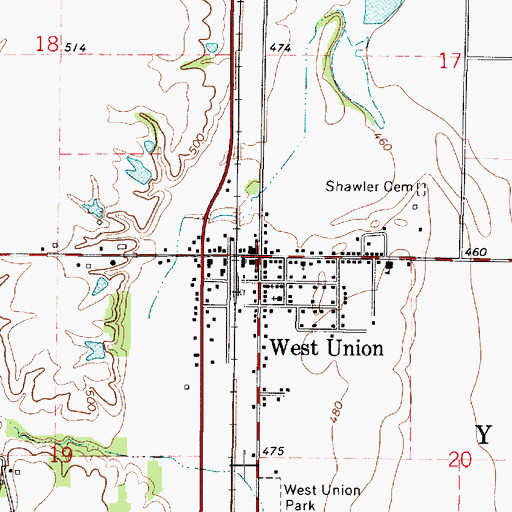 Topographic Map of West Union, IL