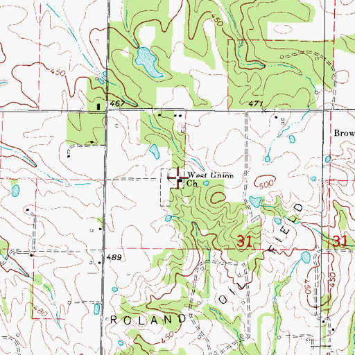 Topographic Map of West Union Church, IL