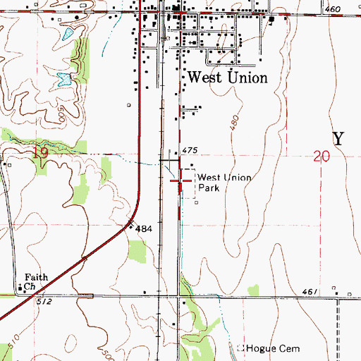 Topographic Map of West Union Park, IL