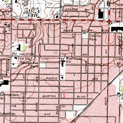 Topographic Map of West View Elementary School, IL