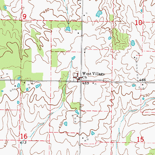 Topographic Map of West Village Christian Church, IL