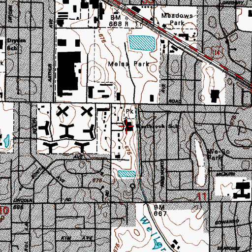 Topographic Map of Westbrook School for Young Learners, IL