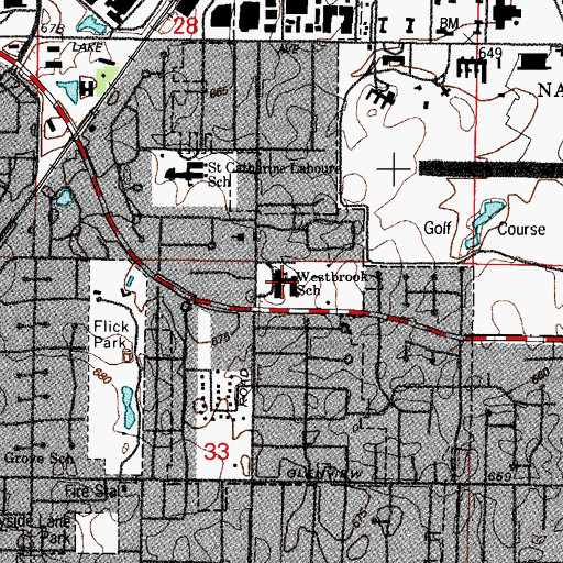 Topographic Map of Westbrook Elementary School, IL
