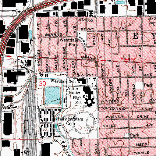 Topographic Map of Westdale Elementary School, IL