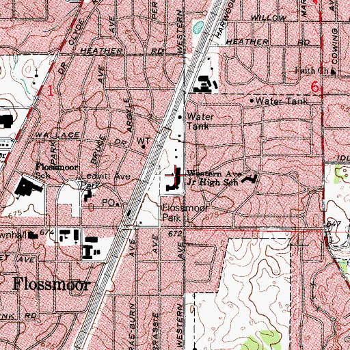 Topographic Map of Western Avenue Junior High School, IL