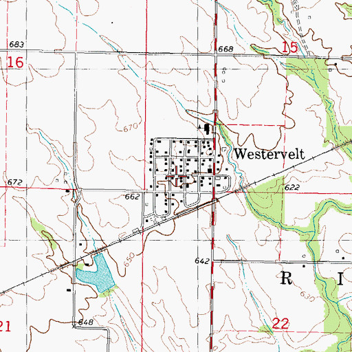 Topographic Map of Westervelt, IL