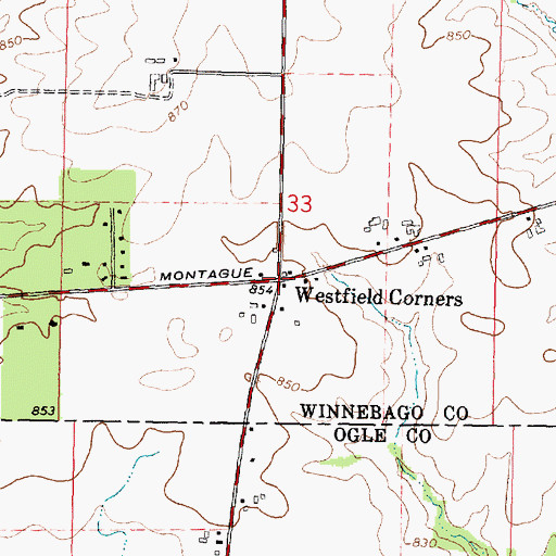 Topographic Map of Westfield Corners, IL