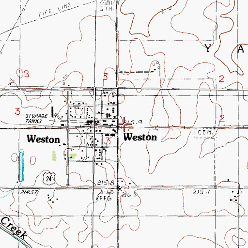 Topographic Map of Weston, IL