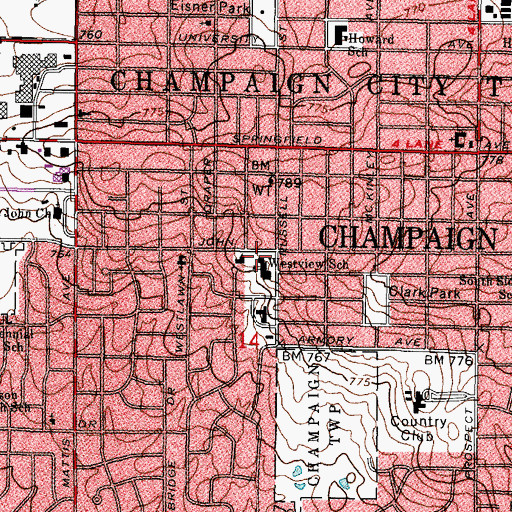 Topographic Map of Westview Elementary School, IL