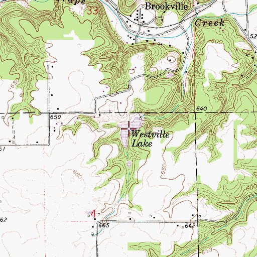 Topographic Map of Westville Lake, IL