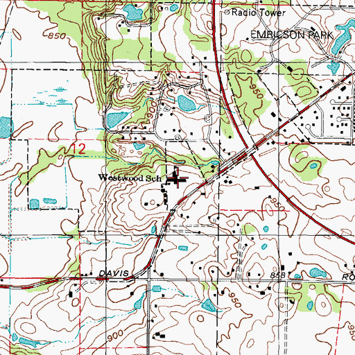 Topographic Map of Westwood Elementary School, IL