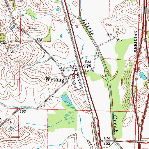 Topographic Map of Wetaug, IL