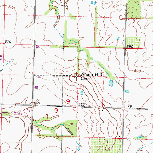 Topographic Map of Wham Hill Cemetery, IL